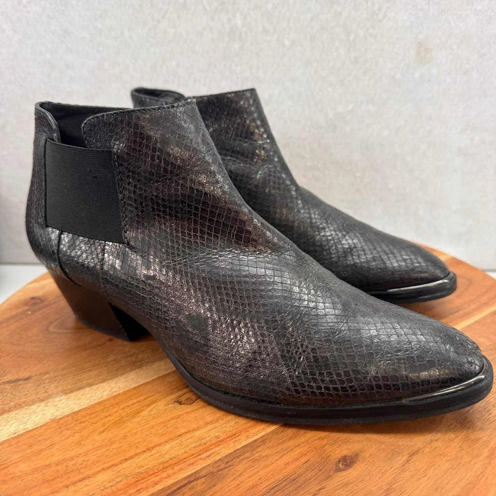 AQUATALIA Ankle Boots Snakeskin Print Made in Italy Pointed Toe Size 9